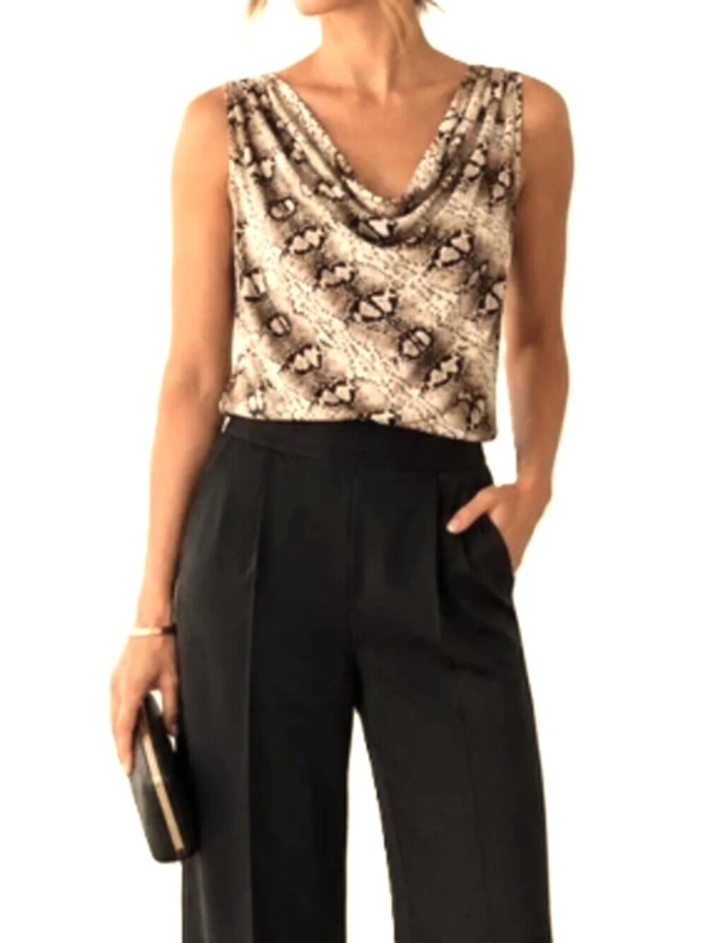 White House Black Market Snake Skin Print Sleeveless Top size XS